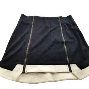 Ellison Mini Skirt Women S Black Double Zipper Front Stretch Lined Goth Punk Alt